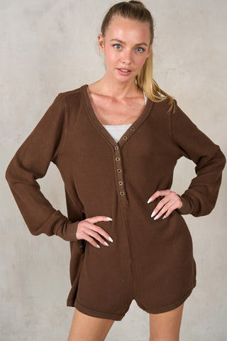 Labiz | Mackenzie Waffle Romper Chocolate