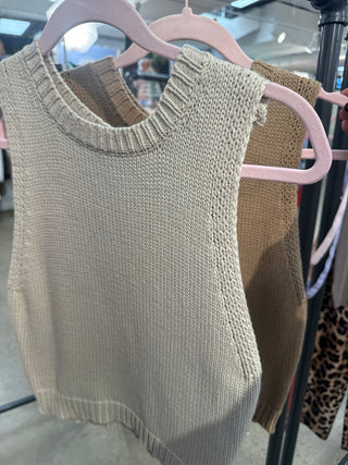 Everly Knit Sweater tank Turq