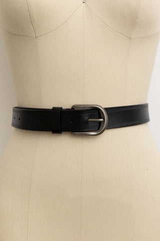Leto Accessories | Pattern Pressed Leather Belt Black