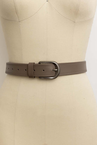 Leto Accessories | Pattern Pressed Leather Belt Taupe