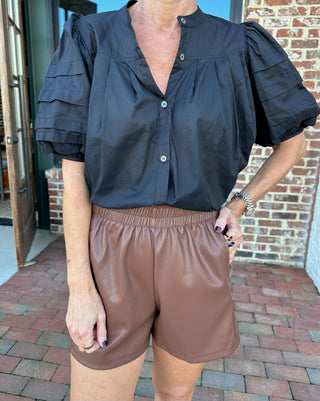 Irreplaceable Leather Shorts Brown