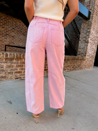 Entro | Lyra High-Waist Barrel Pants Pink