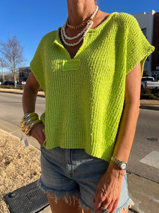 Feeling Free Knit Top Lime