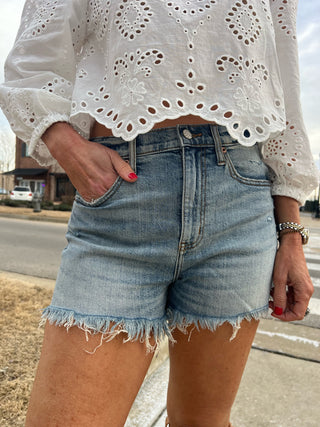 Daze Denim | The Knockout High Rise A-Line denim Shorts KARMA