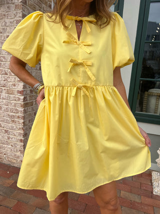 Entro | Haven Bubble Sleeve Mini Dress Lemon