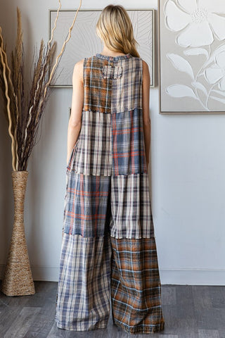 Oli & Hali | Sienna Plaid Button Jumpsuit Blue