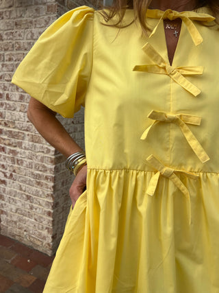 Entro | Haven Bubble Sleeve Mini Dress Lemon