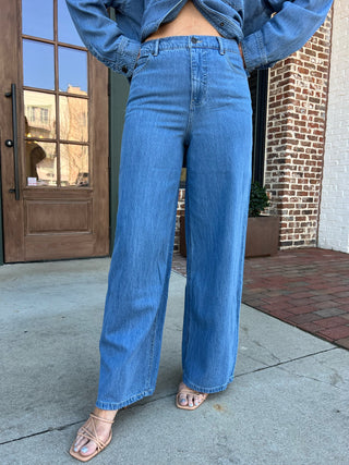 Z Supply | Mia Loose Wide Leg Denim Pant Worn Indigo