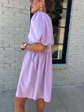 Entro | Haven Bubble Sleeve Mini Dress Lavender