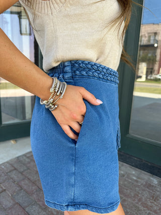 Justine Braided Denim Wrap Skort Denim