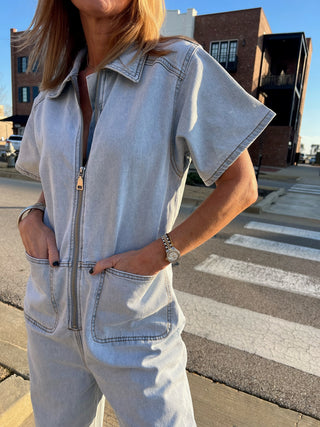 Steve Madden | Eira Jumpsuit Stone Wash Blue