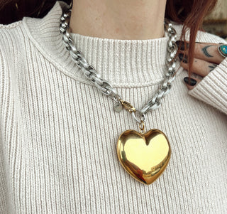 Gina Carmen | Chunky Mixed Metal Heart Necklace