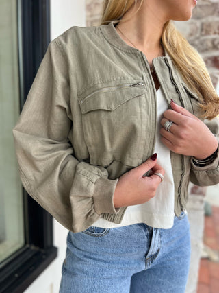 Moroney Linen Bomber Olive