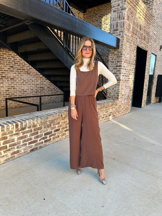 Sadie & Sage | Sugarloaf Wide Leg Linen Pants Chocolate