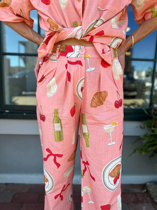 Wine With The Girls Pant Set Peach