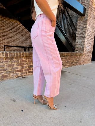 Entro | Lyra High-Waist Barrel Pants Pink