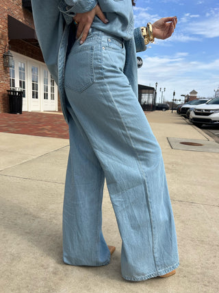 Z Supply | Mia Loose Wide Leg Denim Pant Light Vintage Indigo