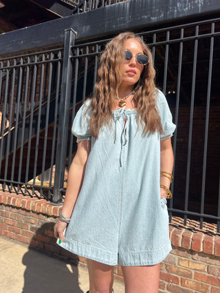 Sun Rays Denim Romper