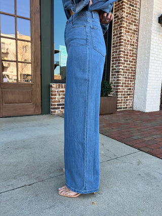 Z Supply | Mia Loose Wide Leg Denim Pant Worn Indigo