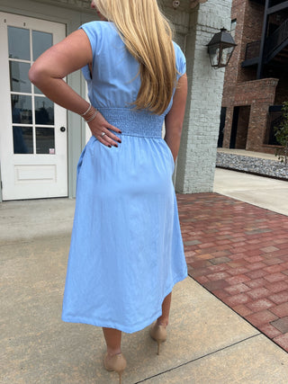 Leah Midi Dress Blue