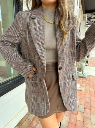 Entro | Mya Plaid Blazer Brown