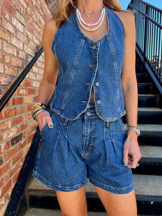 Habitual | Denim Halter Vest Lagoon