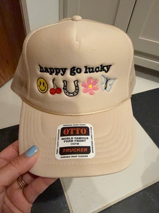 Breezy | Happy Go Lucky Tan Trucker Hat