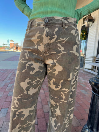 Rowdy Raw-Hem Camo Jeans