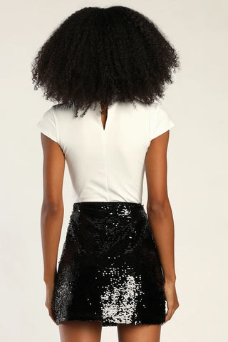 Lulus | Lila Sequin Wrap Skort Black