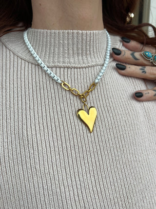 Gina Carmen | White Metal Heart Necklace