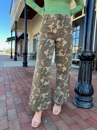 Rowdy Raw-Hem Camo Jeans