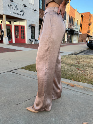 Entro | Tiffany High Waisted Wide Leg Pants Lt Mocha