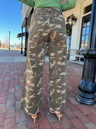 Rowdy Raw-Hem Camo Jeans