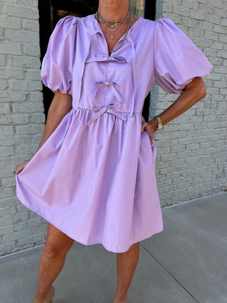 Entro | Haven Bubble Sleeve Mini Dress Lavender