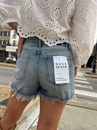 Daze Denim | The Knockout High Rise A-Line denim Shorts KARMA