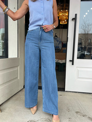 Z Supply | Mia Loose Wide Leg Denim Pant Worn Indigo