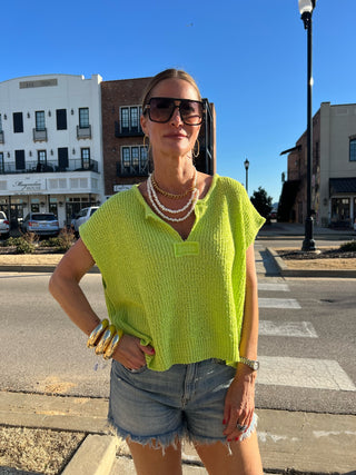 Feeling Free Knit Top Lime