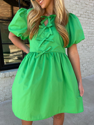 Entro | Haven Bubble Sleeve Mini Dress Green