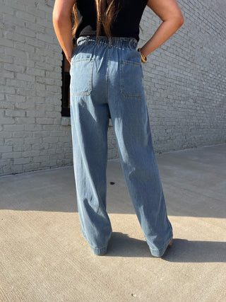 Entro | Gia Denim High Waisted Pants Lt Blue