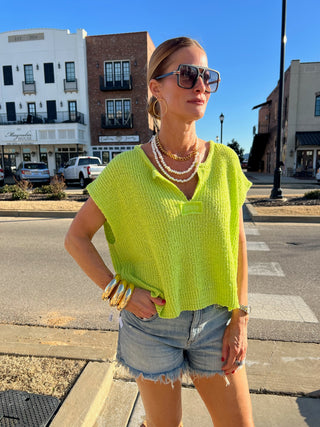 Feeling Free Knit Top Lime