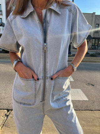 Steve Madden | Eira Jumpsuit Stone Wash Blue