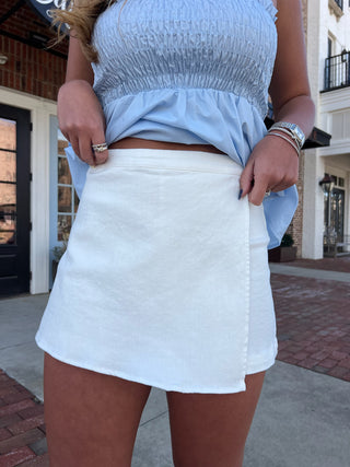 Sadie & Sage | Clear Eyes Denim Mini Skort White