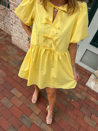 Entro | Haven Bubble Sleeve Mini Dress Lemon