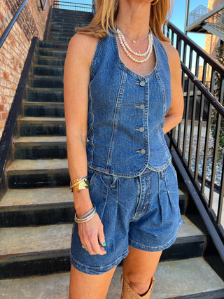 Habitual | Denim Halter Vest Lagoon