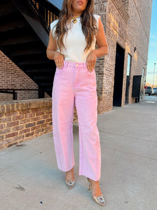 Entro | Lyra High-Waist Barrel Pants Pink