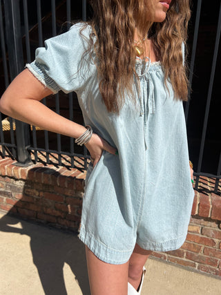 Sun Rays Denim Romper