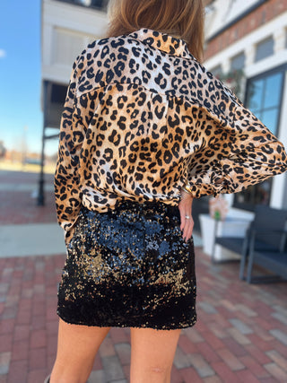 Lulus | Lila Sequin Wrap Skort Black