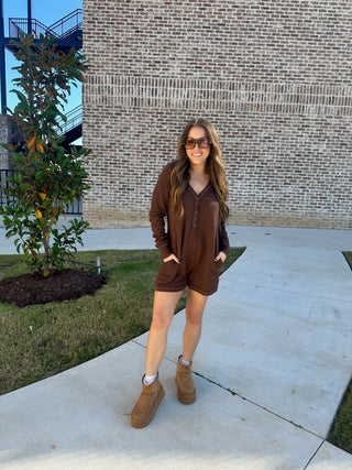 Labiz | Mackenzie Waffle Romper Chocolate