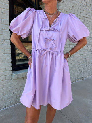 Entro | Haven Bubble Sleeve Mini Dress Lavender