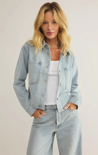 Z Supply | All Day Cropped Denim Jacket Faded Indigo